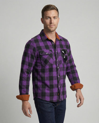 Camicia Uomo Flanella Quadri Vestibilità Comoda
