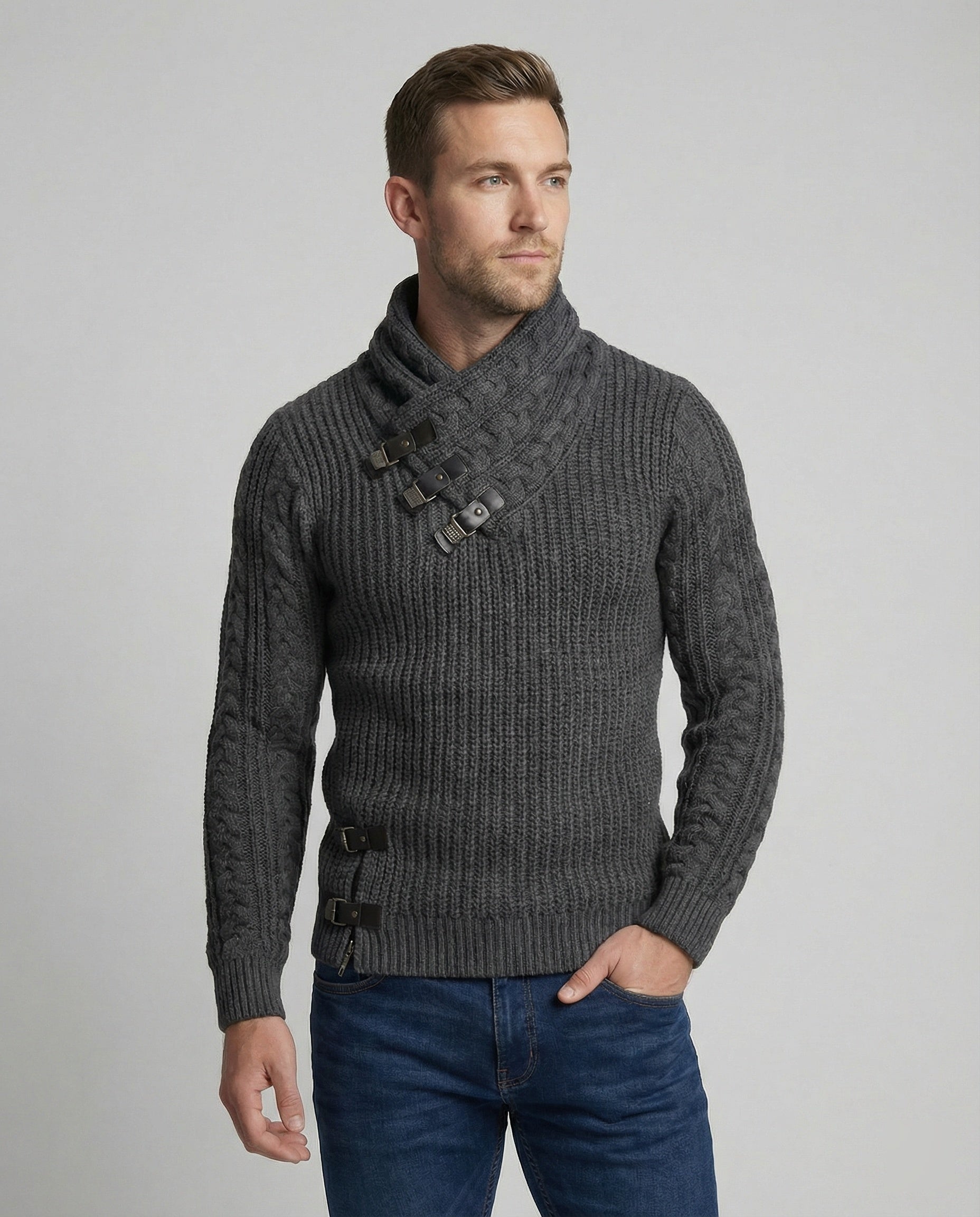 Maglione Uomo Maglia Asimmetrica Stile Casual - Brentozzi