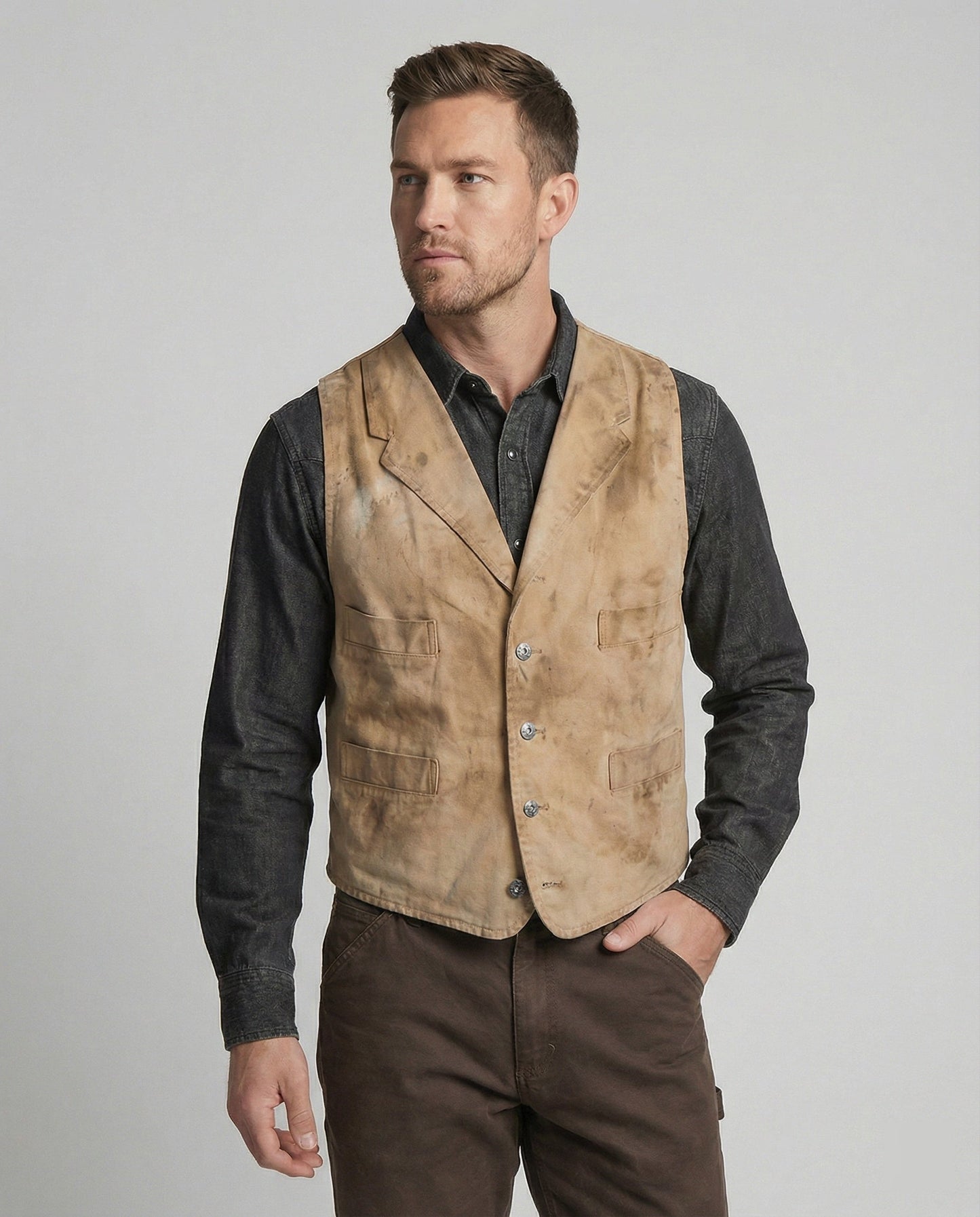 Gilet Moto Uomo in Pelle Stile Biker