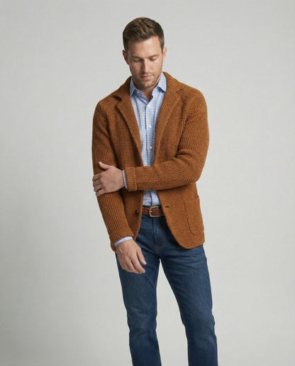 Blazer Uomo in Maglia con Colletto a Risvolto