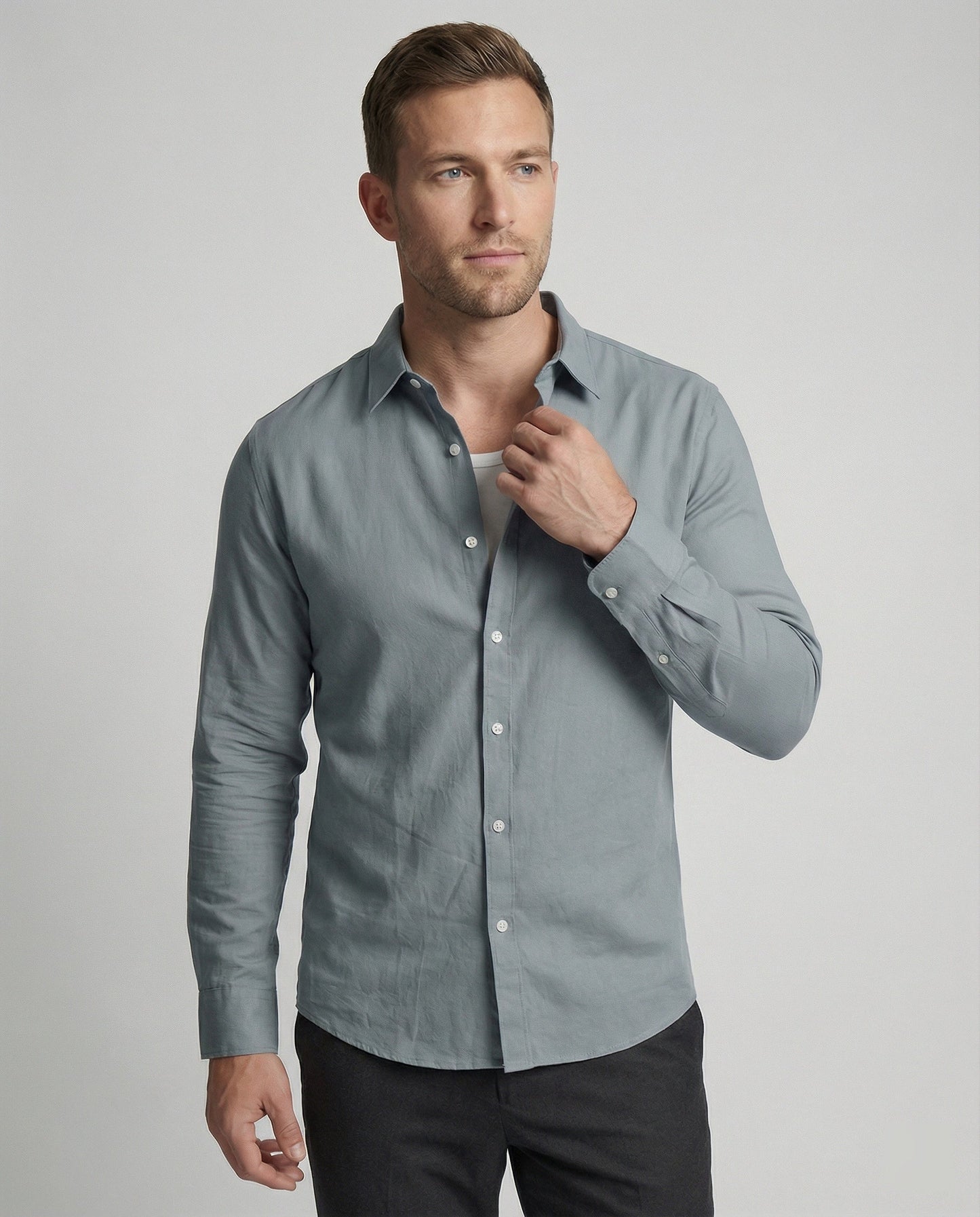 Camicia Uomo Manica Lunga Mix Lino