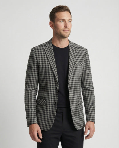 Giacca Uomo Slim Fit Monopetto Tessuto Glencheck