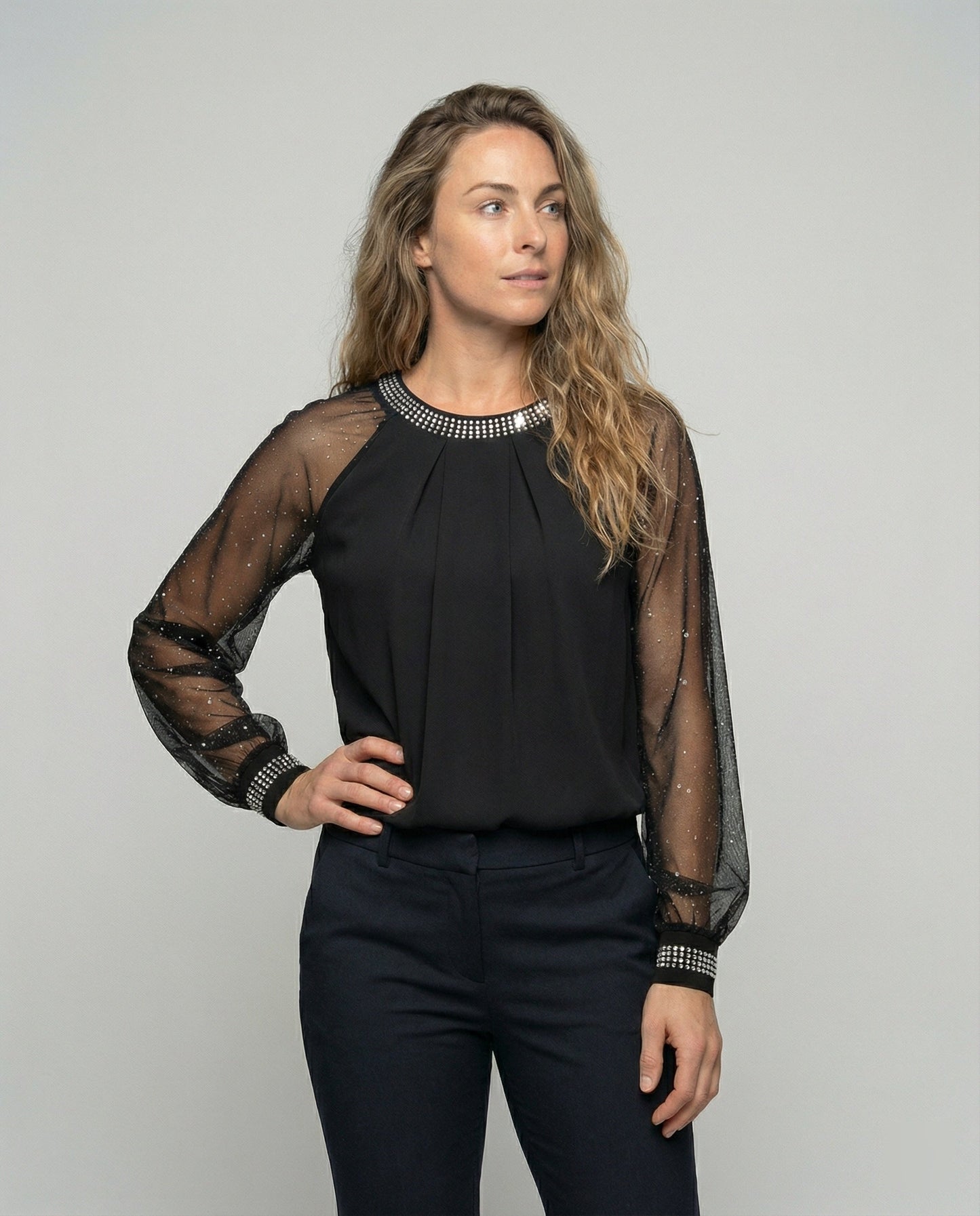 Blusa Donna Manica Lunga Elegante