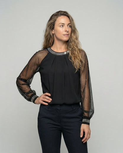 Blusa Donna Manica Lunga Elegante