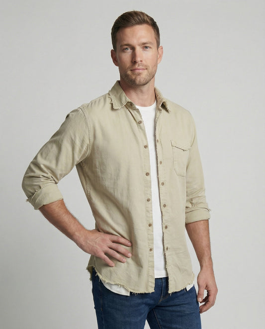 Camicia Uomo Casual Bottoni Fondo Asimmetrico - Brentozzi