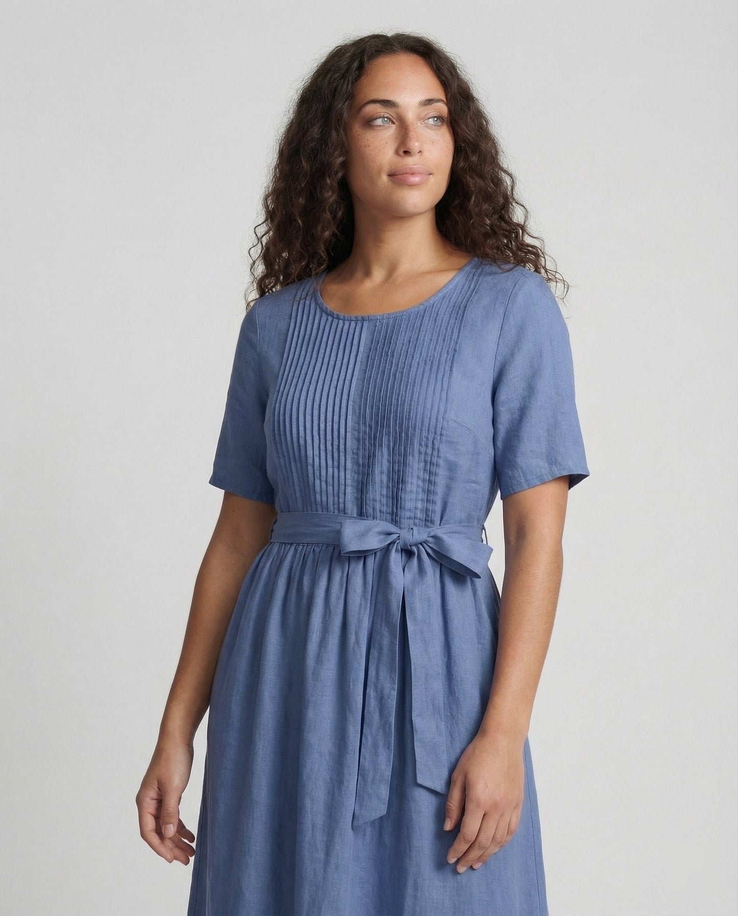 Abito Lino Donna Maxidress con Cintura