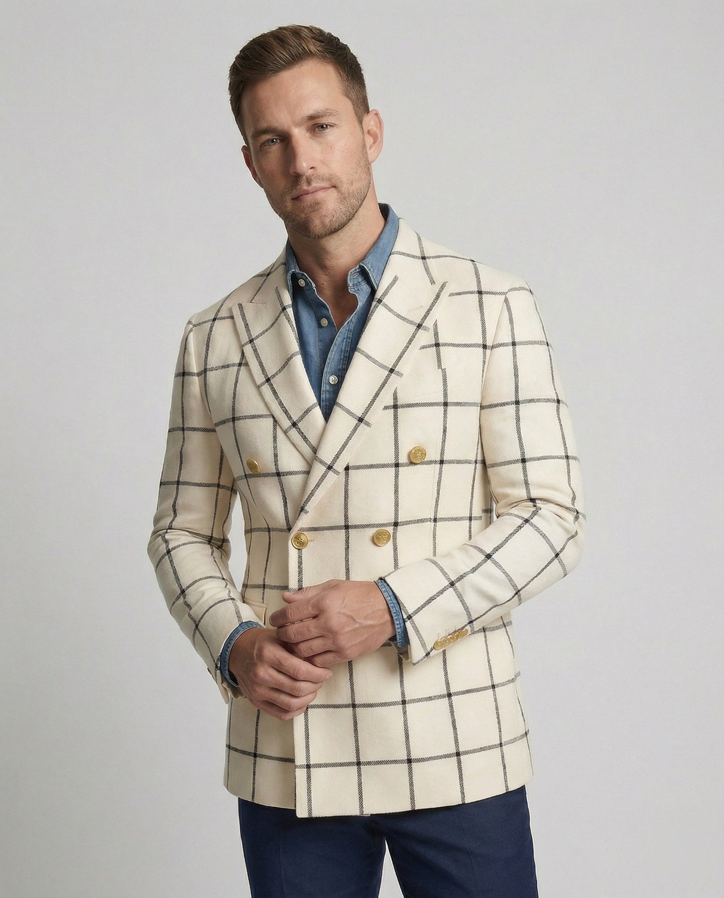Blazer Uomo Quadri Doppio Petto Classico - Brentozzi