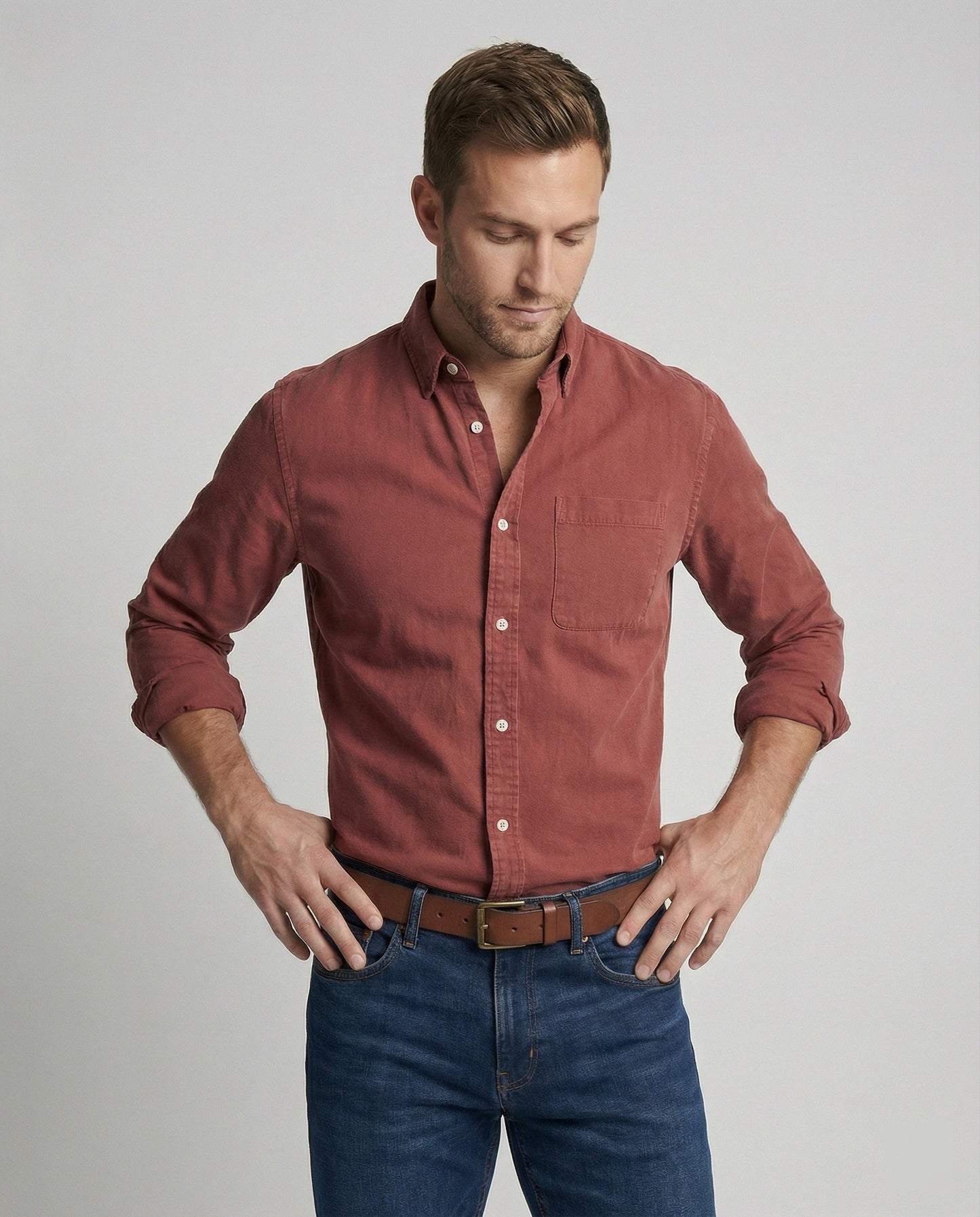 Camicia Uomo Manica Lunga Classica con Taschino