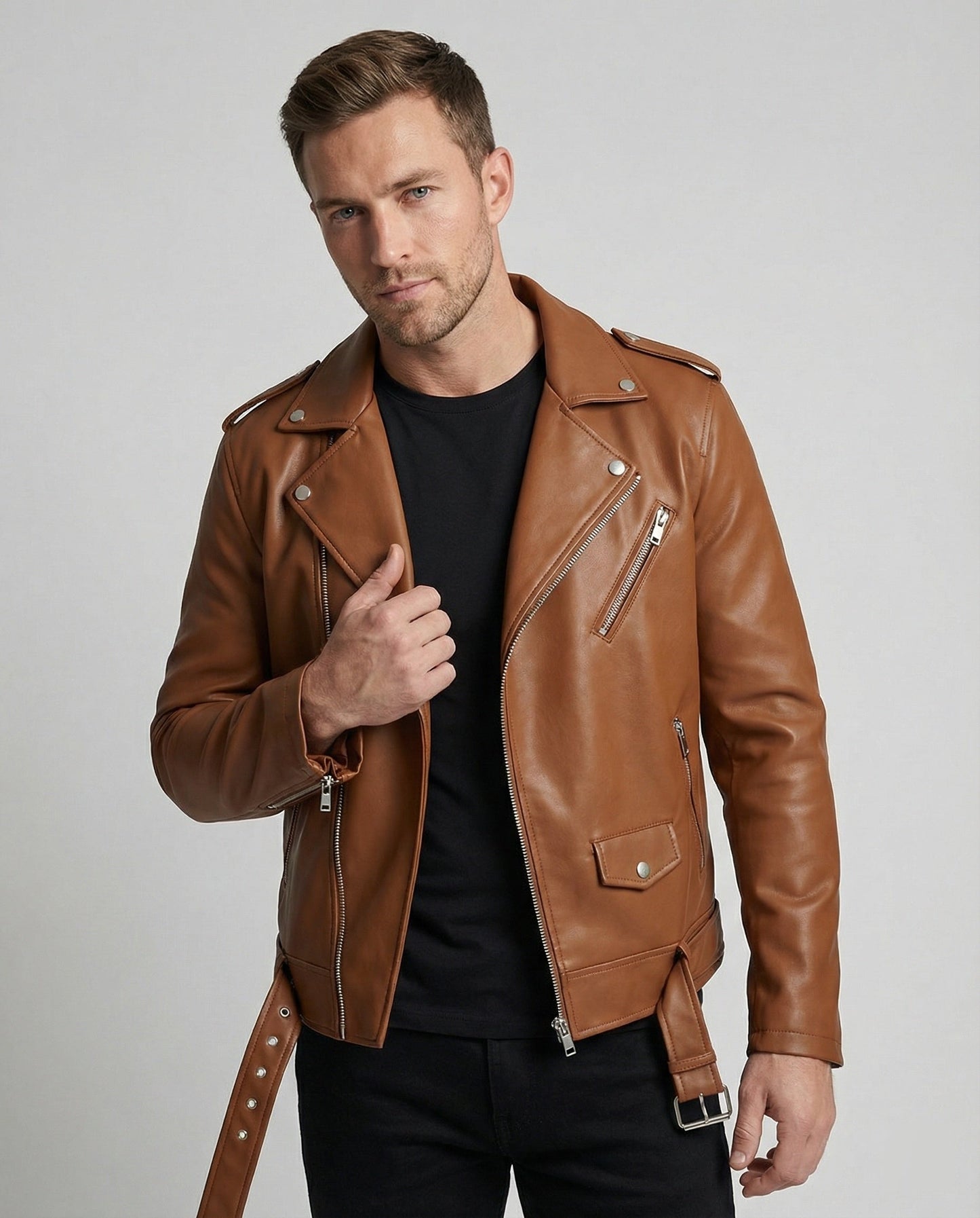 Giacca Biker Uomo in Ecopelle Taglio Slim