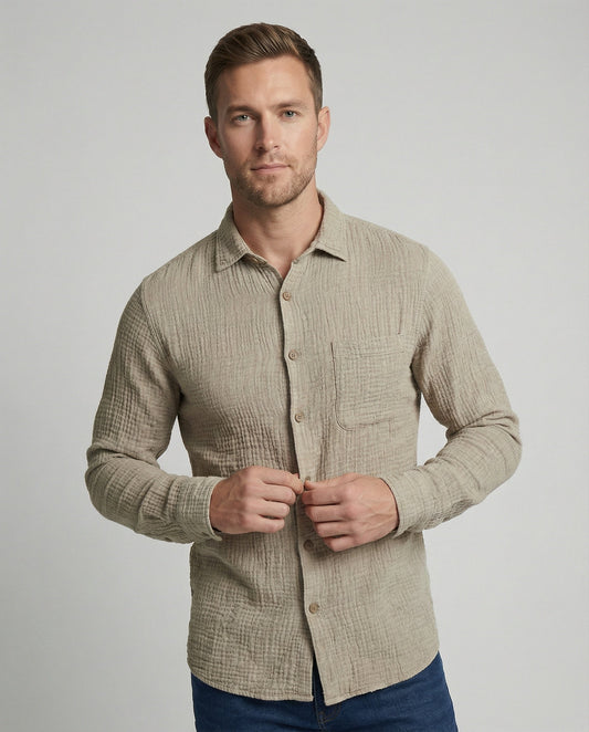 Camicia Uomo Casual Manica Corta con Tasche Sul Petto - Brentozzi