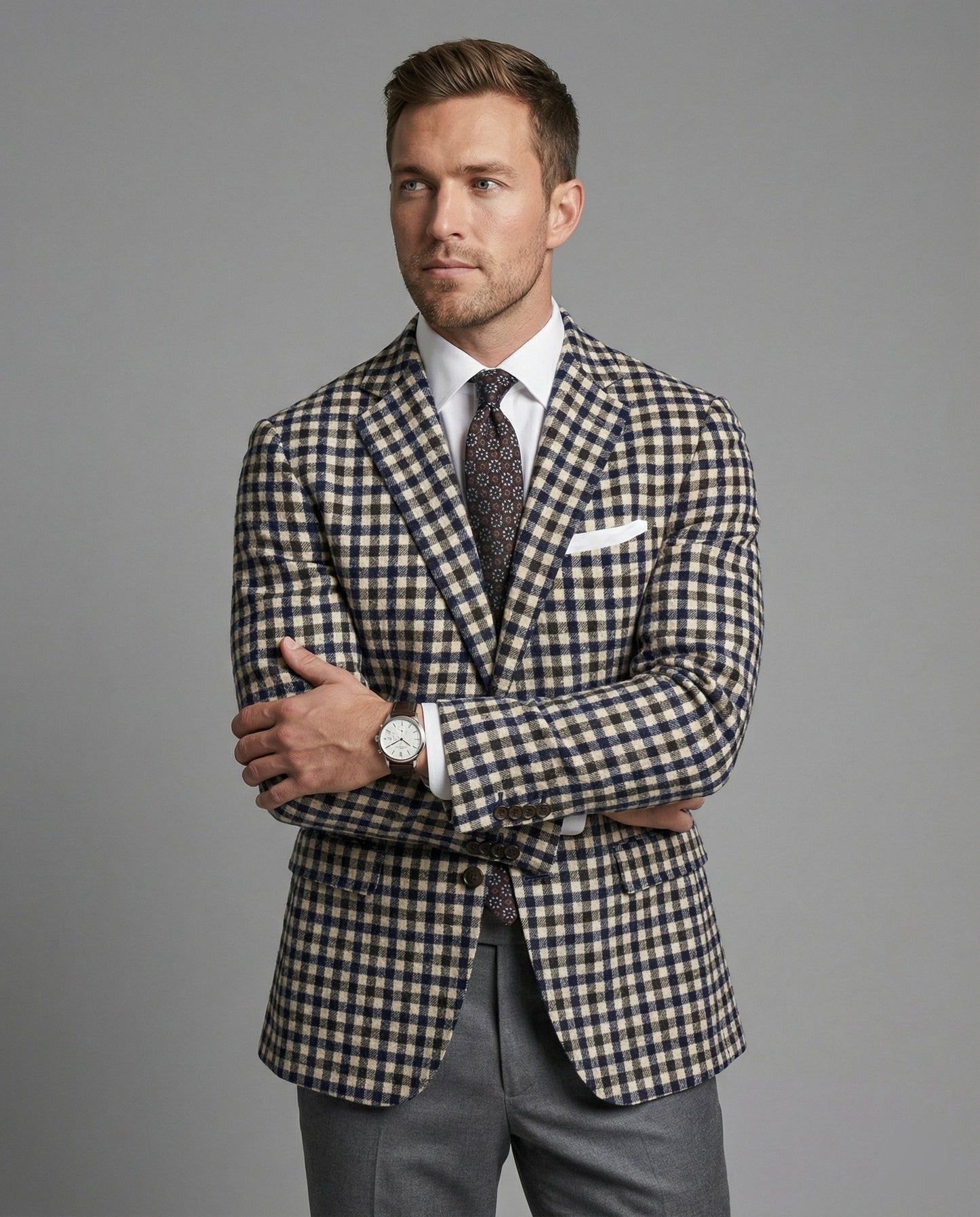 Blazer Uomo Quadrettato Stile Sportivo Elegante - Brentozzi