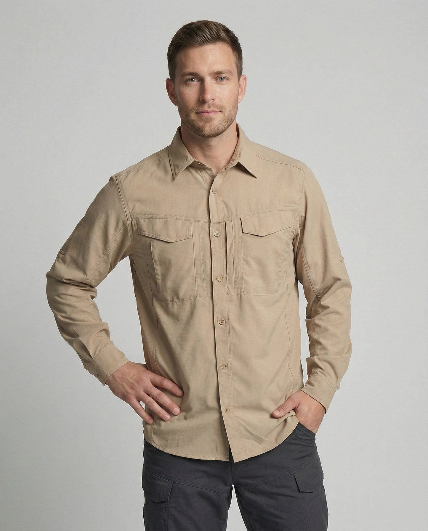 Camicia Uomo in Tessuto Tecnico Manica Lunga