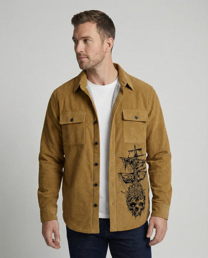 Camicia Uomo in Velluto Manica Lunga Casual