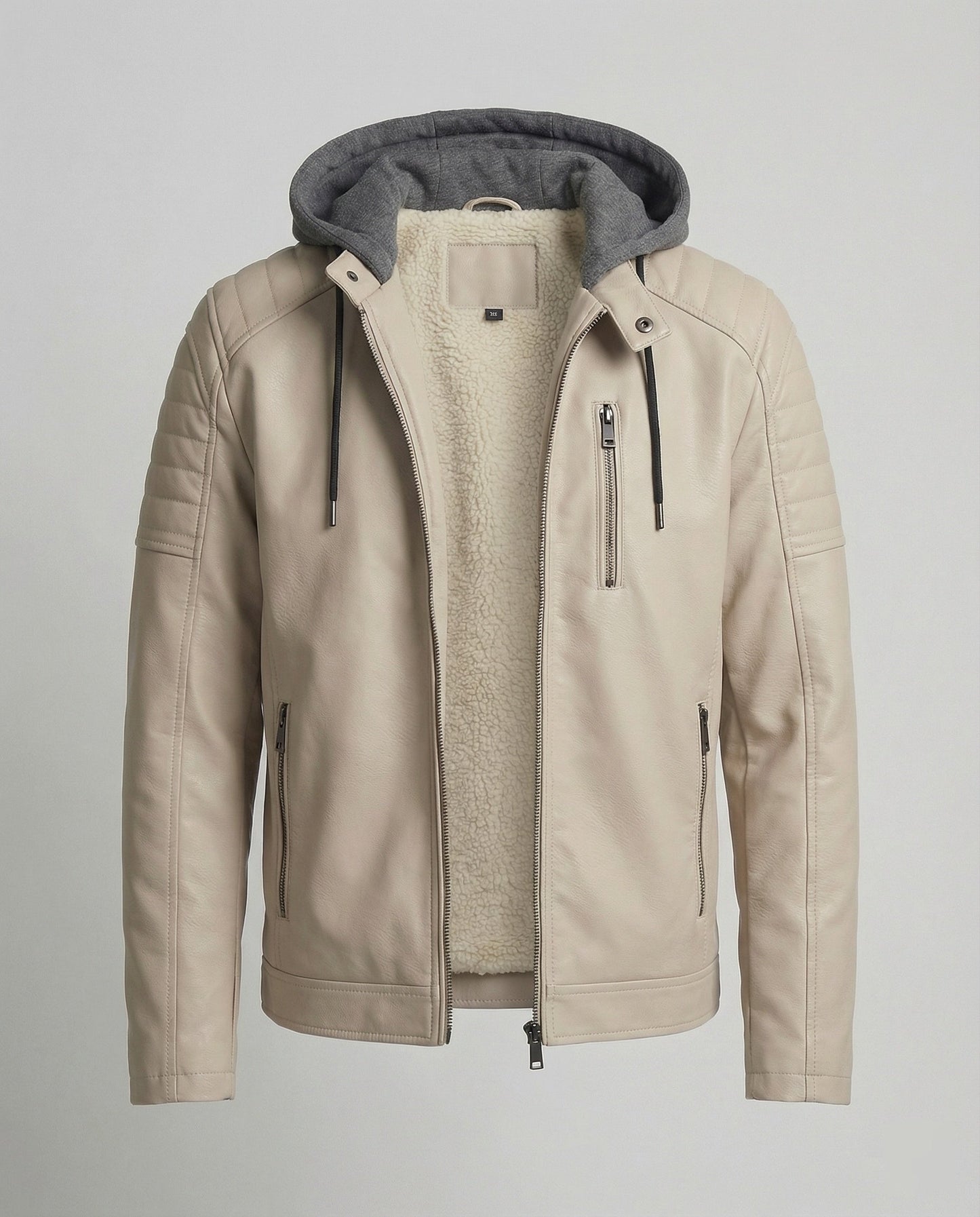 Giacca Uomo in Pelle con Cappuccio Integrato