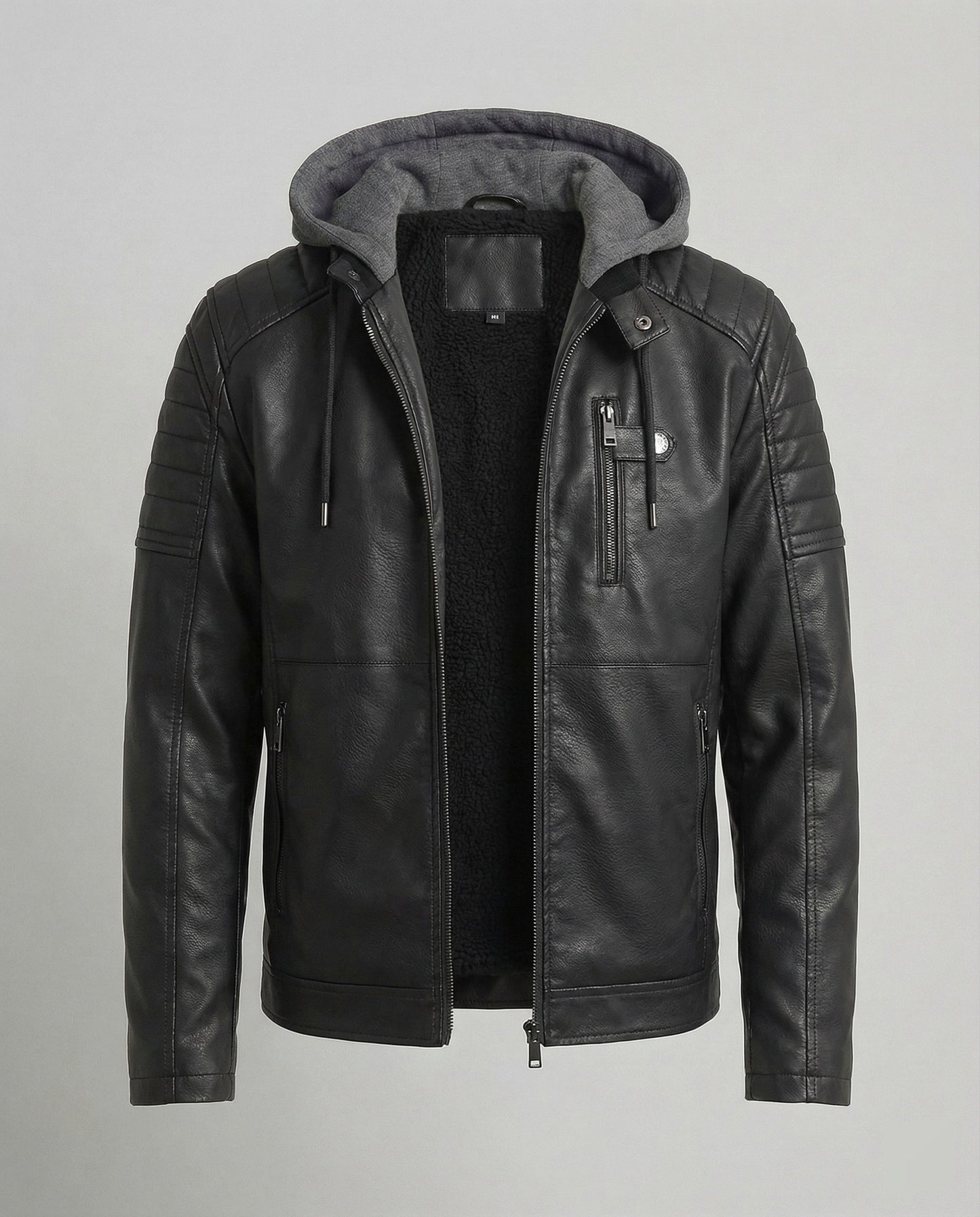Giacca Uomo in Pelle con Cappuccio Integrato