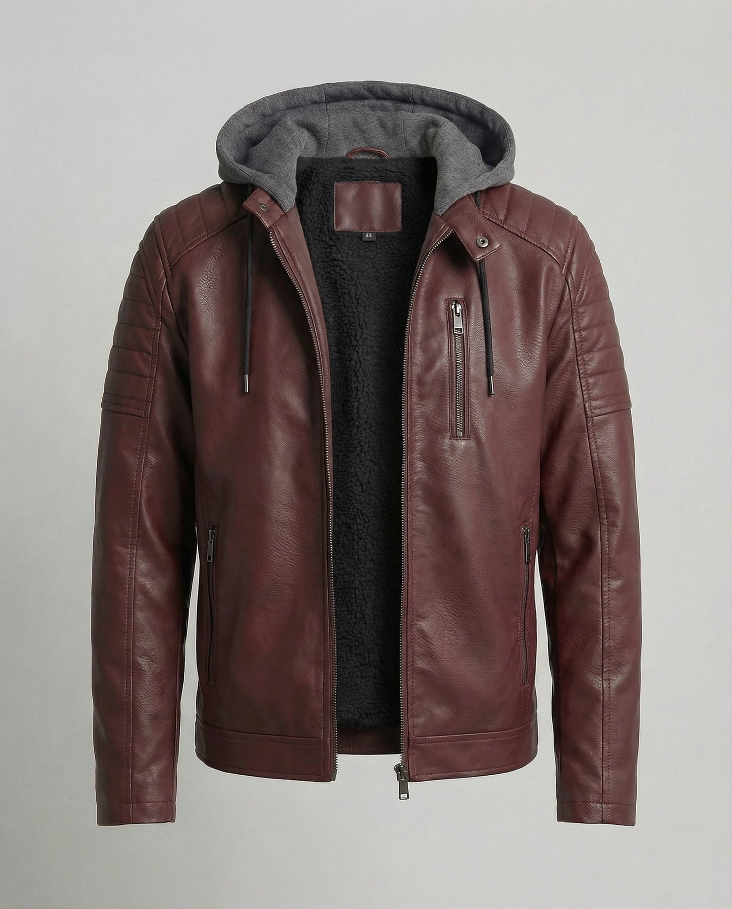 Giacca Uomo in Pelle con Cappuccio Integrato