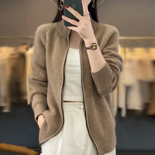 Cardigan Uomo in Lana Vergine con Chiusura Zip - Brentozzi