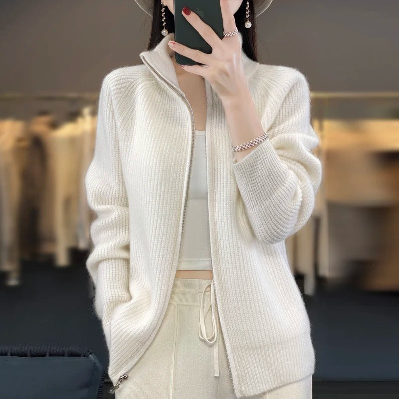 Cardigan Uomo in Lana Vergine con Chiusura Zip