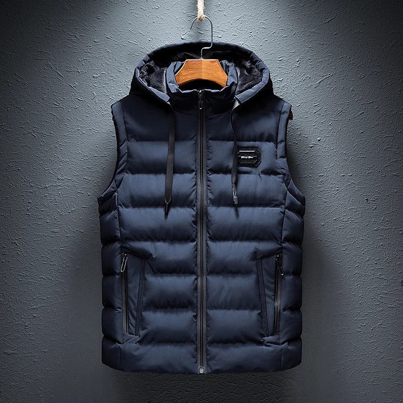 Gilet Imbottito Uomo con Cappuccio Slim Fit