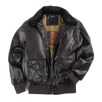 Bomber Uomo in Ecopelle con Colletto in Shearling e Fodera Americana - Brentozzi