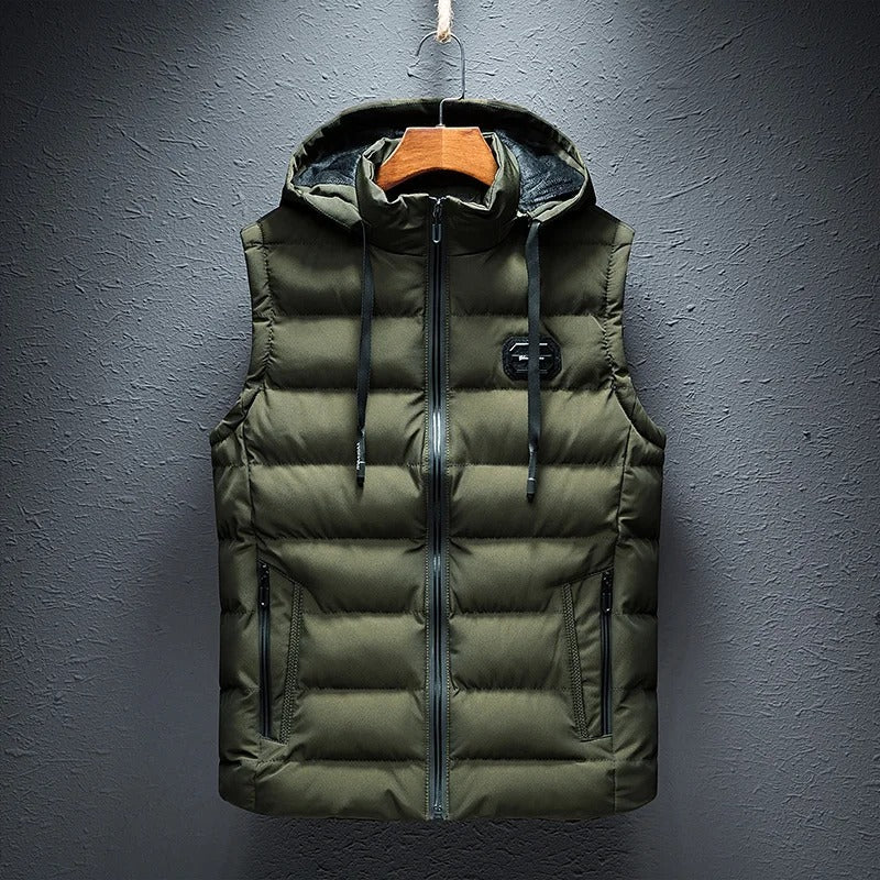 Gilet Imbottito Uomo con Cappuccio Slim Fit