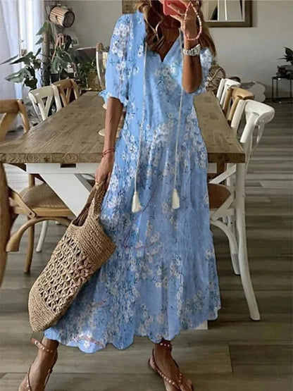 Abito Estivo Donna Fantasia Floreale Scollo a V