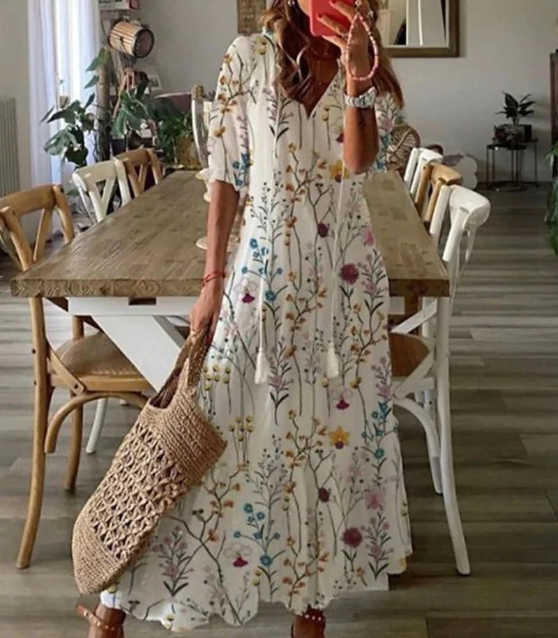 Abito Estivo Donna Fantasia Floreale Scollo a V