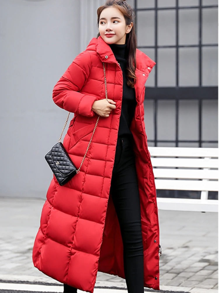 Parka Donna Invernale con Collo in Pelliccia Caldo Elegante