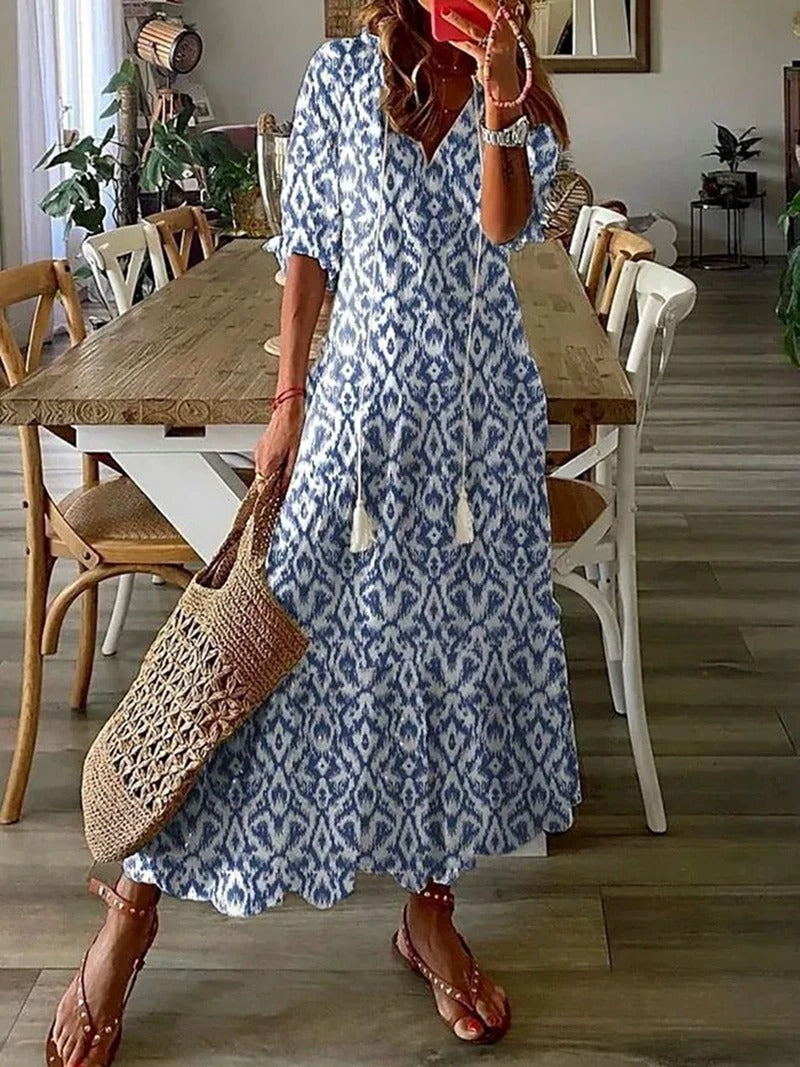 Abito Estivo Donna Fantasia Floreale Scollo a V
