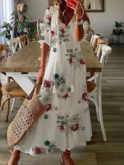 Abito Estivo Donna Fantasia Floreale Scollo a V