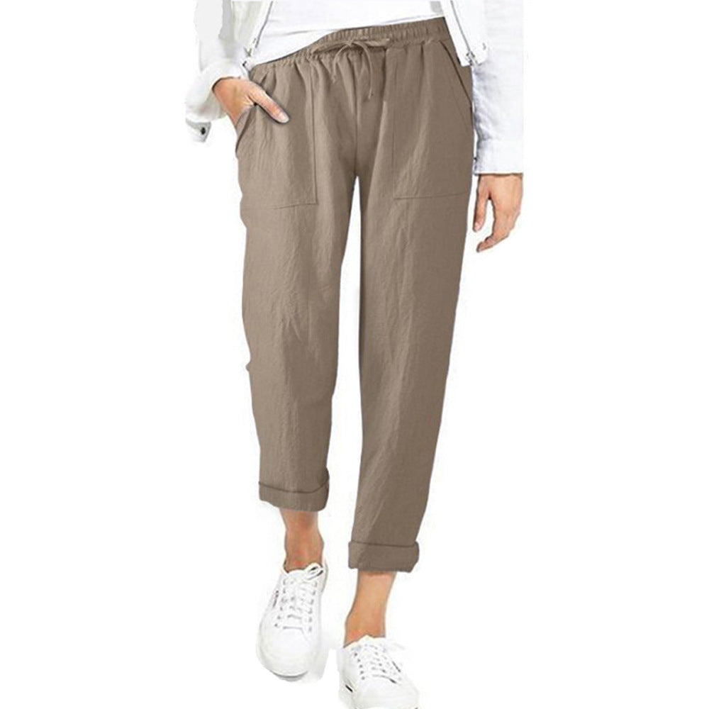 Pantaloni Lino Donna Estivi Con Coulisse Comodi
