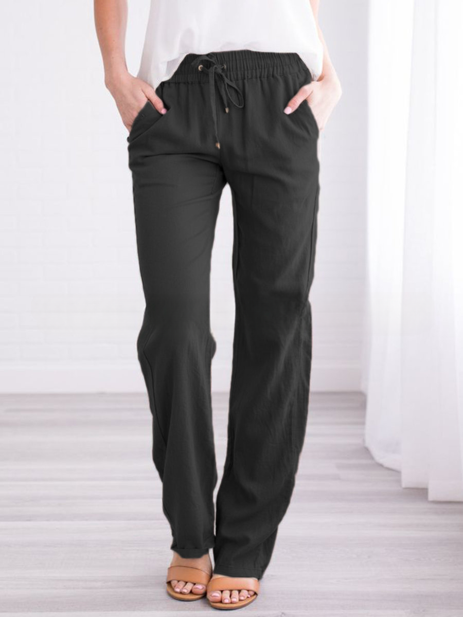 Pantaloni Lino Donna Estivi Con Coulisse Comodi