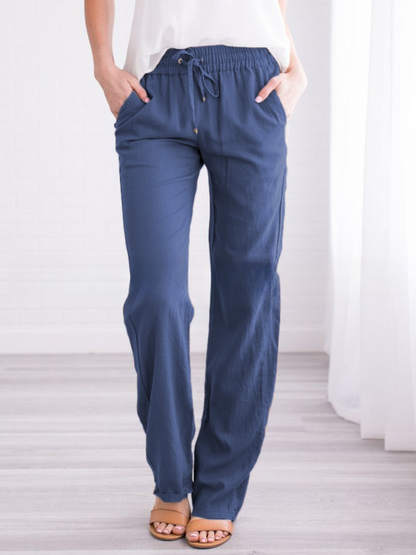 Pantaloni Lino Donna Estivi Con Coulisse Comodi