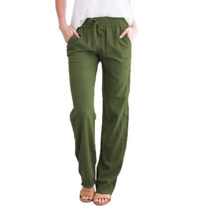 Pantaloni Lino Donna Estivi Con Coulisse Comodi