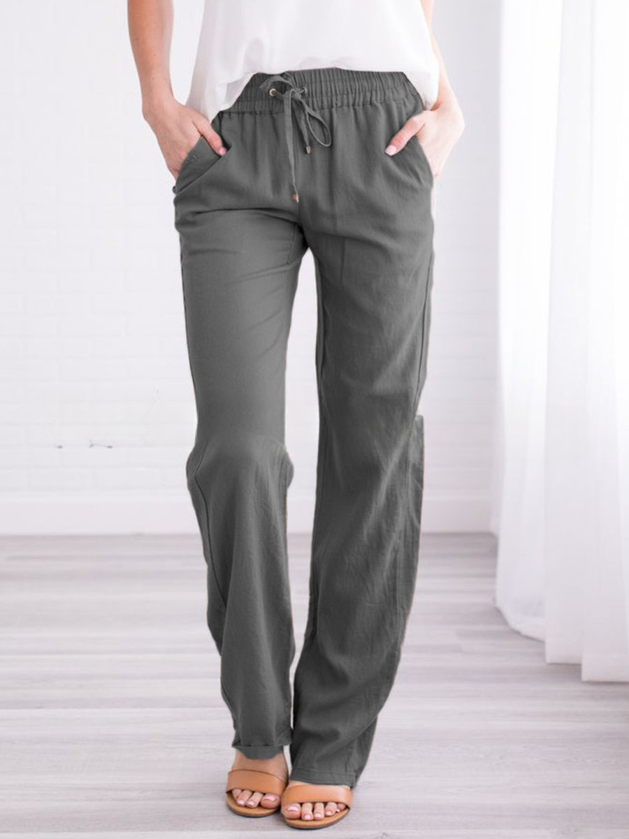 Pantaloni Lino Donna Estivi Con Coulisse Comodi