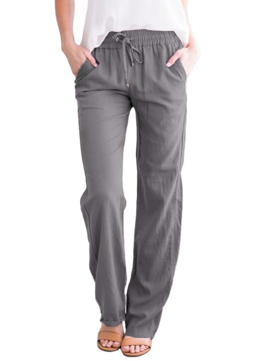 Pantaloni Lino Donna Estivi Con Coulisse Comodi