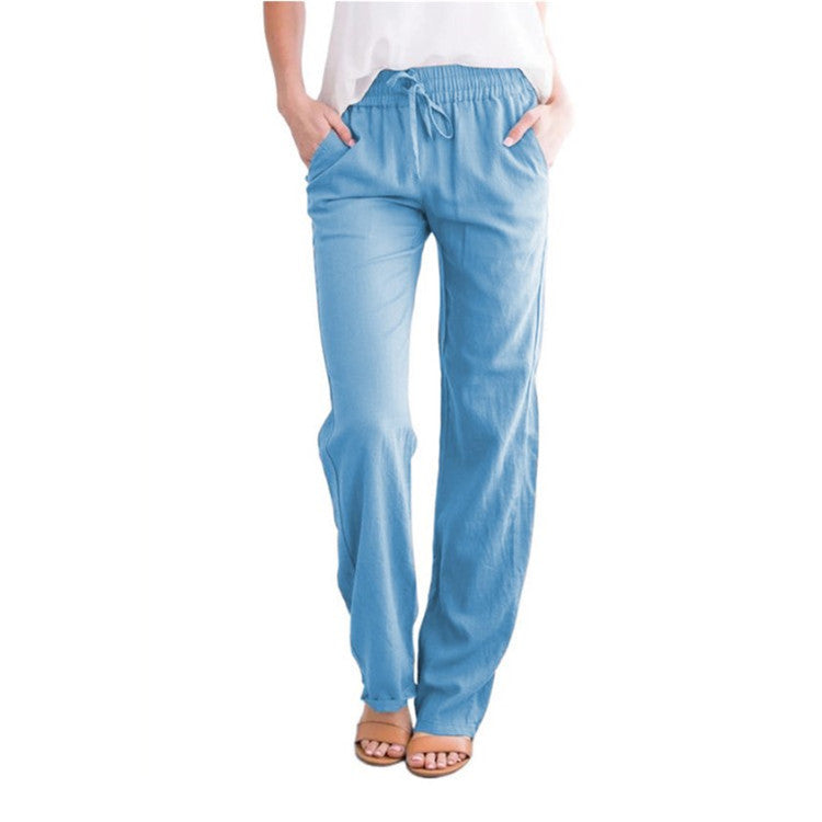 Pantaloni Lino Donna Estivi Con Coulisse Comodi