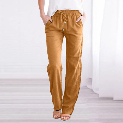 Pantaloni Lino Donna Estivi Con Coulisse Comodi