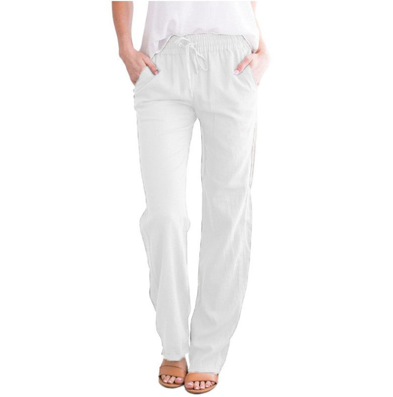 Pantaloni Lino Donna Estivi Con Coulisse Comodi
