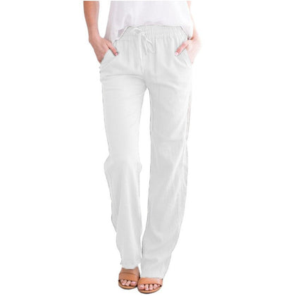 Pantaloni Lino Donna Estivi Con Coulisse Comodi