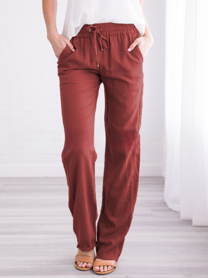 Pantaloni Lino Donna Estivi Con Coulisse Comodi