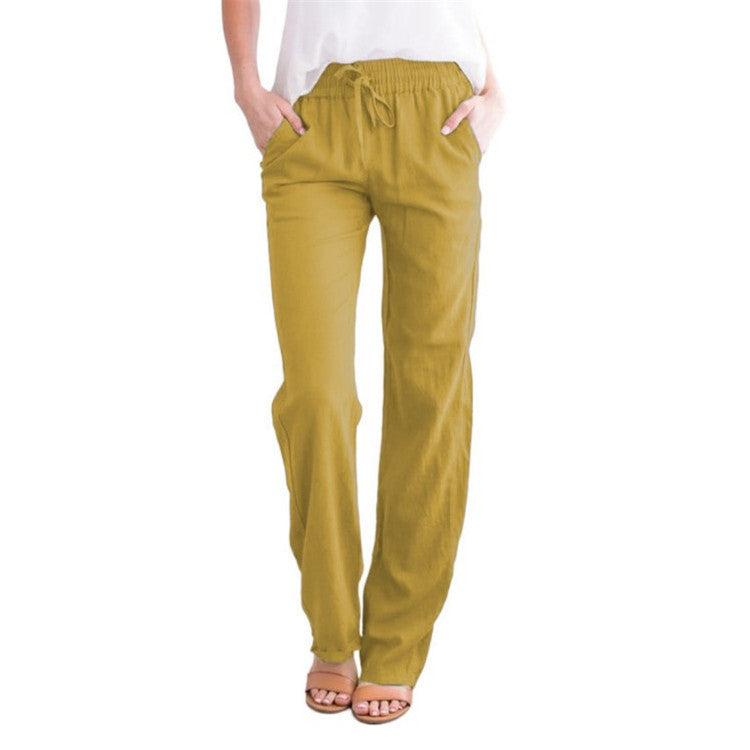 Pantaloni Lino Donna Estivi Con Coulisse Comodi