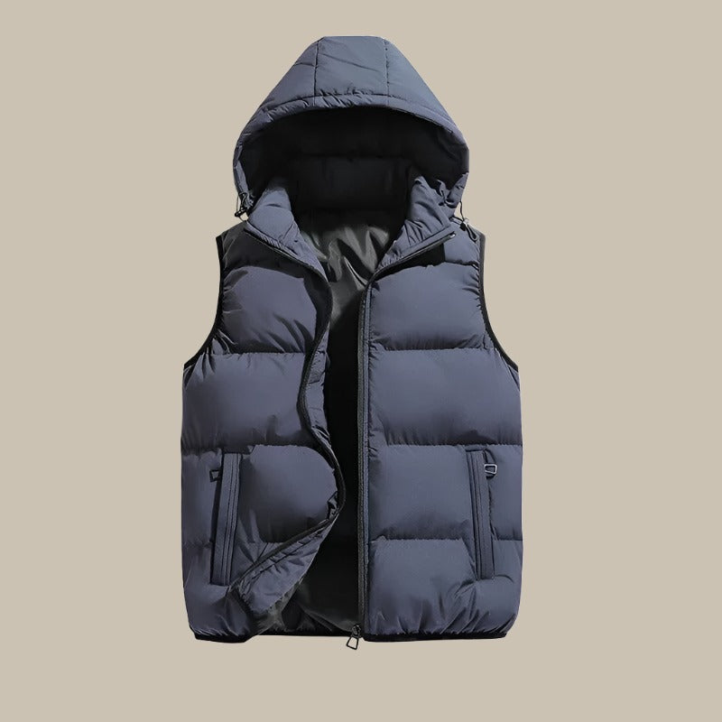 Gilet Uomo con Cappuccio Imbottito Comodo Pratico