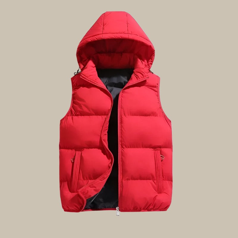 Gilet Uomo con Cappuccio Imbottito Comodo Pratico