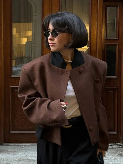 Blazer Donna Corto con Tasche e Collo - Vesarelli