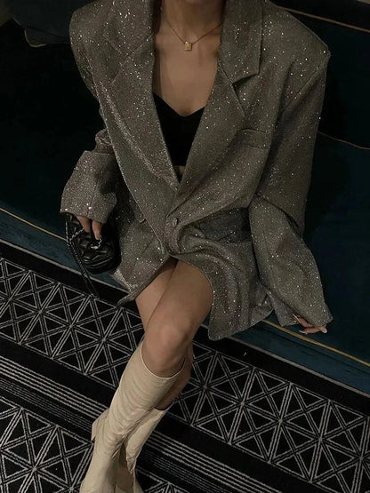 Blazer Donna Paillettes Vestibilità Classica Elegante - Vesarelli