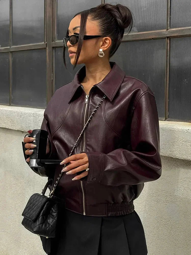 Bomber Donna in Similpelle Elegante Regular - Vesarelli