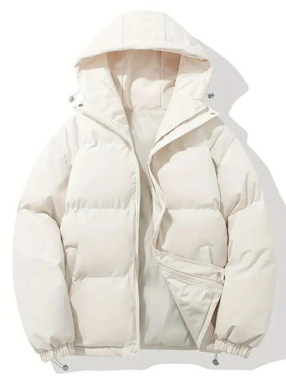 Veste d'hiver femme noire avec capuche ajustable, fermeture éclair et doublure en fleece.