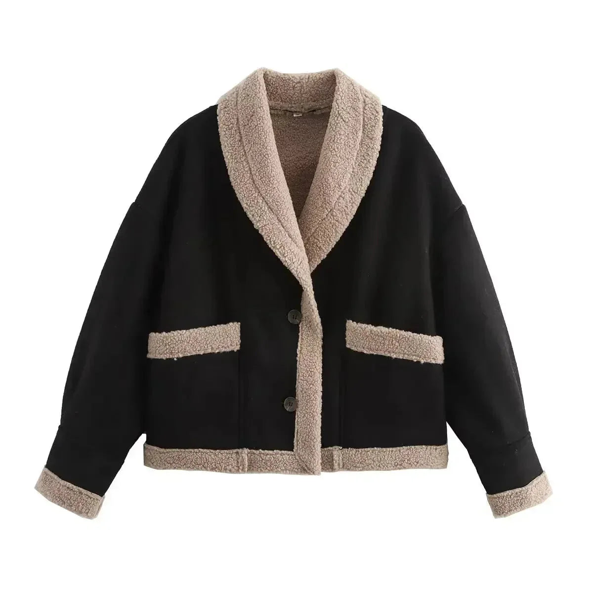 Veste d'hiver femme en imitation suède verte, avec doublure chaude et coupe classique, adaptée pour les jours froids.