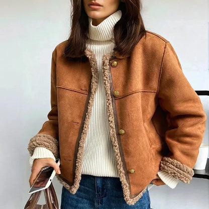 Giacca Donna in Scamosciato Bottoni Frontali - Vesarelli